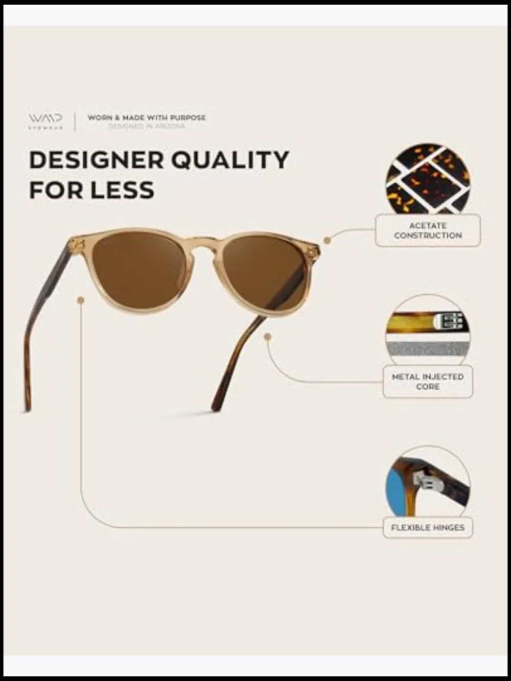 Classic Round Polarized Sunglasses with UV Protection